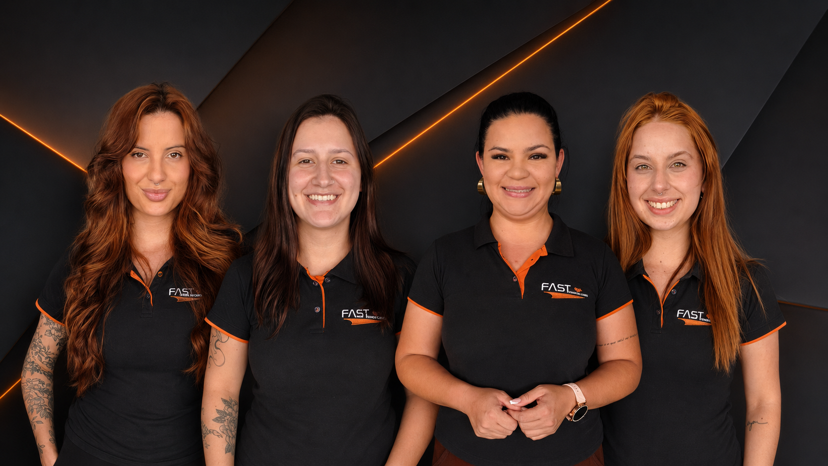 Equipe de atendimento da FAST – Unidade Fanny com uniforme da rede